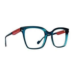 Caroline Abram Square Optical Frame In Petrol Blue - NWT